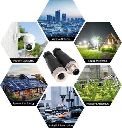 Eonvic M12 4 Pin Female Connector, 12mm A Code Industrial Circular Connector, IP67 250V 4A AC/DC, 2pcs
