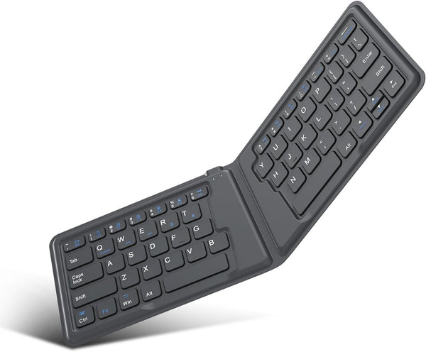MoKo Foldable Bluetooth Keyboard, Ultra-Thin Rechargeable Portable Wireless Keyboard for Laptop, iPhone, iPad, Gray