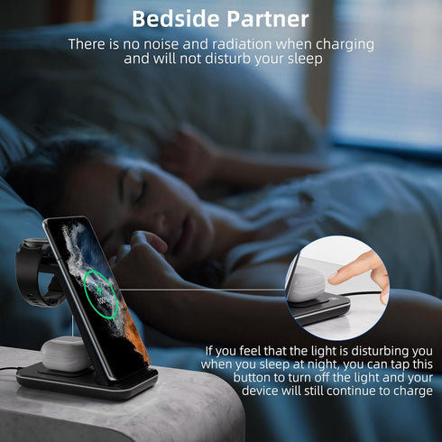 Samsung Wireless Charger, 3 in 1 Fast Charging Station for Galaxy S23/S22/S21/S20/S10/Note 20/10