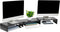 Mind Reader Dual Monitor Stand, Height Adjustable Desktop Organizer, Laptop Riser, 51.25" L x 9.25" W x 4.75" H, Black