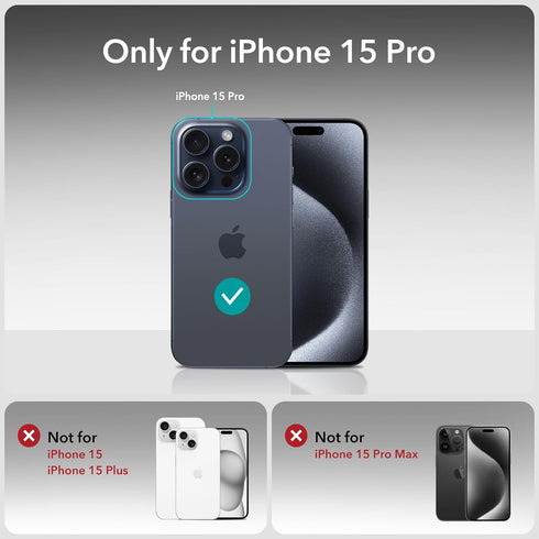 ESR iPhone 15 Pro Screen Protector 3 Pack - Black Edge Tempered Glass, 2.5D Curved, Full-Coverage, Scratch Resistant.