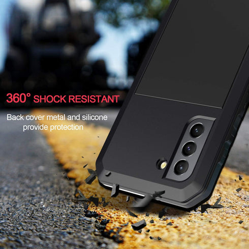 Marrkey Galaxy S21 Plus Case, Heavy Duty Shockproof Tough Armor Aluminum Alloy with Built-in Screen (Black)