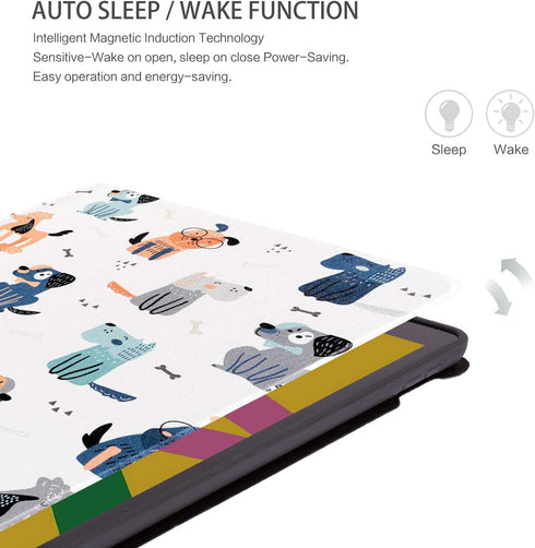 Case for iPad 9th, 8th, and 7th Generation, Multi-Angle Adjustable Stand, Auto Wake/Sleep, Dog Design