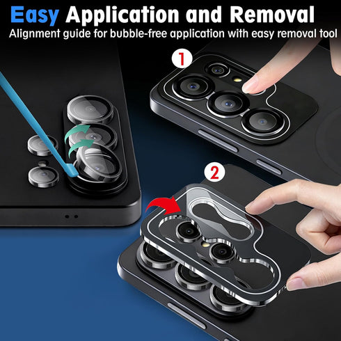 SiHPuoy 2 Sets S26 Camera Lens Protector for Samsung Galaxy Ultra, Metal Aluminum CircleTempered Glass Camera