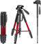 NEEWER Portable Aluminum Alloy 2 in 1 Tripod Monopod, Max 70"/177cm with 3 Way Swivel Pan Head, Carrying Bag