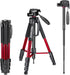 NEEWER Portable Aluminum Alloy 2 in 1 Tripod Monopod, Max 70"/177cm with 3 Way Swivel Pan Head, Carrying Bag