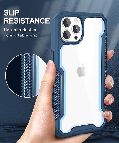 ANSHOW for iPhone 12/12 Pro Case, 360 Full Body Rugged Case with Built-in Screen Protector, Blue