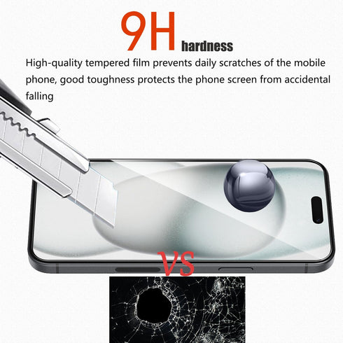 iPhone 15 6.1" Front & Back Screen Protector Glass - 2 Front, 2 Back, 2 Camera Lens Protectors + Alignment Tool.