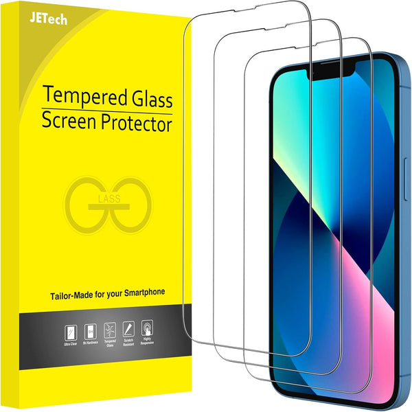 JETech 3-Pack Full Coverage Screen Protector for iPhone 13/13 Pro 6.1-Inch, 9H Tempered Glass, Case-Friendly