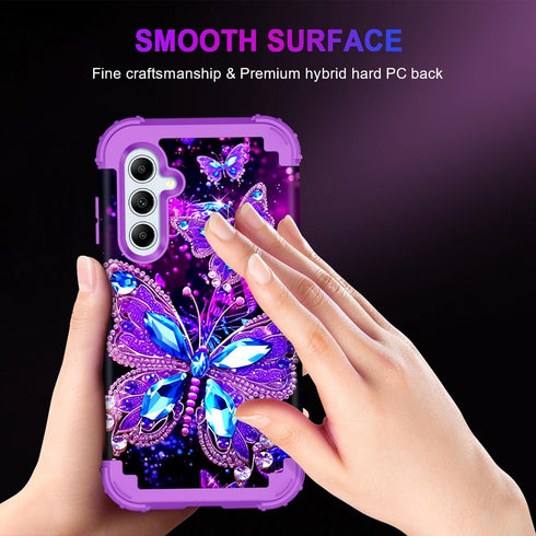 Miqala Case for Galaxy A55 5G/A35 5G, Glow in The Dark Heavy Duty Shockproof Protection - Purple