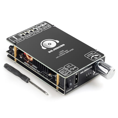 DAJUNGUO 1002S 2.0 Bluetooth Amplifier Board, Dual TPA3116D2 Chips, 100W+100W Power Output, Bluetooth/USB/3.5mm AUX