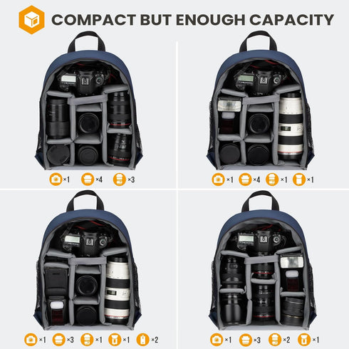 TARION Professional Camera Backpack Case with Laptop Compartment, Waterproof Rain Cover for DSLR SLR Cameras (Blue)