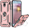 TJS Compatible with Samsung Galaxy J7 Case, Metal Ring Magnetic Support, Rose Gold