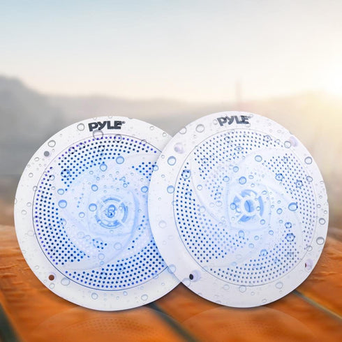 Pyle Marine Speakers - 4 Inch 2 Way Waterproof Outdoor Audio System with LED Lights, 100 Watt Power - 1 Pair - PLMRS43WL