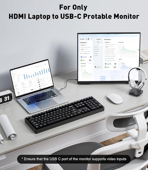 UANTIN (4K 60Hz) Laptop,PS5,XR/AR HDMI to USB C Adapter Uni-Directional HDMI (Source) to Type-C (Display) Male