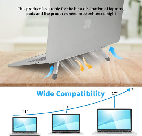 vovotou 10-17 Riser for Desk,Pop up Laptop Stand,Adjustable Height Self-Adhesive Portable Laptop Stand with Feet