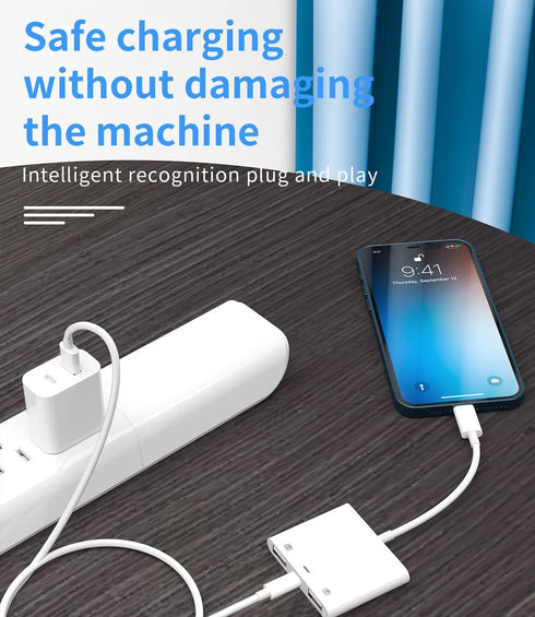 iPhone OTG Adapter Lightning Male to Dual USB Female Charger Cable Dongle for Apple 14 13 12 11 Pro Max 8 7