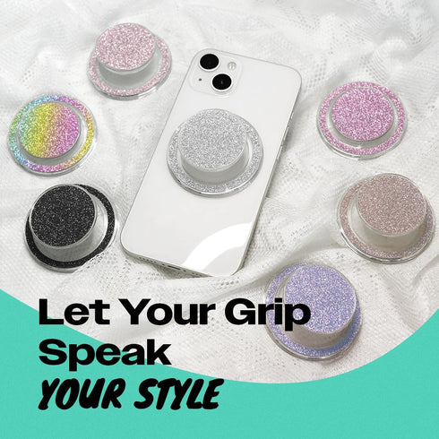 On The Grip Bling Bling Glitter Phone Grip & Stand - Elegant Magsafe Compatible Phone Holder for Secure Grip
