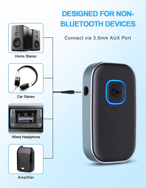 COMSOON Bluetooth AUX Adapter for Car, Noise Reduction Bluetooth Receiver for Music/Hands-Free Calls, Wireless Audio