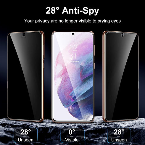 UniqueMe 2+2 Pack Privacy Screen Protector & Camera Lens for Samsung Galaxy S21 Plus 6.7"?7H Hardness??Fingerprint