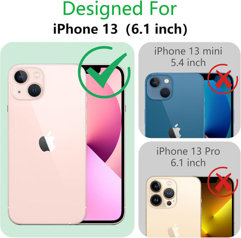OOK Magnetic Case for iPhone 13 with Kickstand, Built-in Camera Stash Stand, Slim Translucent Matte Case, Black Floral