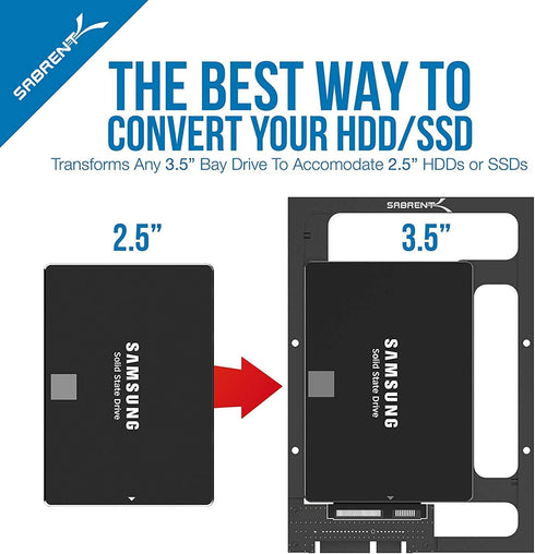 SABRENT 2.5” SSD & SATA Hard Drive to Desktop 3.5” SATA Bay Converter Mounting Kit (BK-PCBS)