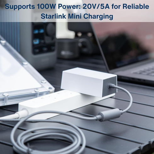 Steinwhale 100W 20V/5A DC Male to DC Female Power Adapter Cable for Starlink Mini, Support PD Input, Waterproof Barrel