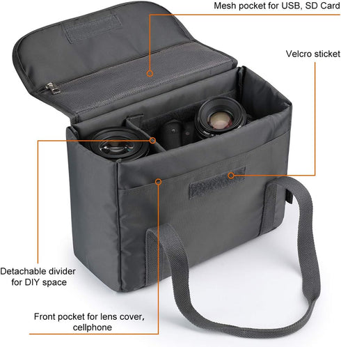 Foldable Waterproof Shockproof Camera Insert Bag for Canon and Nikon Lenses