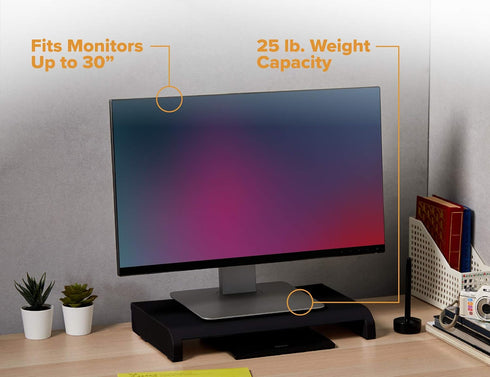 4 Bostitch Office Konnect Adjustable Monitor Stand Riser, Height Adjustments, Built-In Cable Management, Rubber Feet