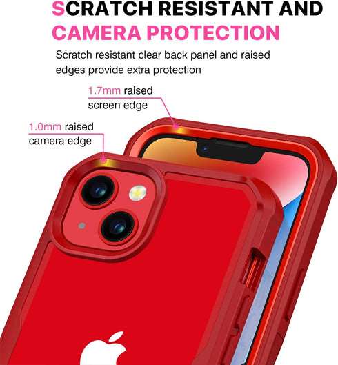 CENHUFO Red Case for iPhone 14/iPhone 13, Built-in Anti Peep Glass Privacy Screen Protector, Full Body Shockproof Cover
