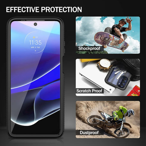 wahhle for Moto G Stylus 5G 2022 Case, Built-in Screen Protector, Full Body Shockproof Slim Fit Bumper Cover for