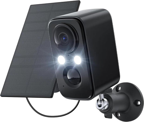 Wireless Outdoor Security Cameras for Home, WiFi Camera with Solar Panel, Battery Powered, Motion Sensor Alarm