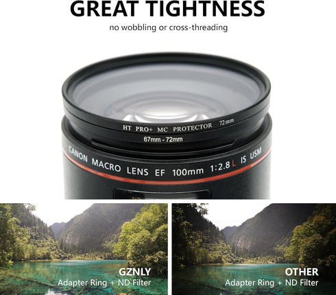 43mm to 62mm Step-up Adapter Rings Filter Adapter - Black Metal Step Down Filter Ring Compatible with All Brands