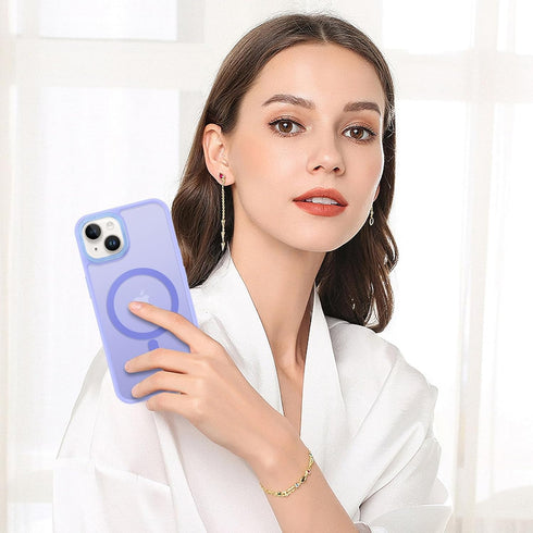 BENTOBEN Translucent Matte Magnetic Case for iPhone 14 Plus, Compatible with MagSafe, Purple Blue