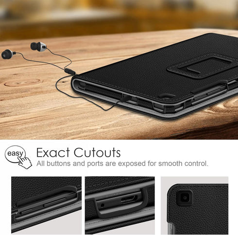 Fintie Folio Case for Samsung Galaxy Tab A 8.0 2019 - Slim Fit Vegan Leather Stand Cover, Black