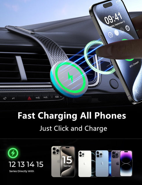 DIY Flexible Dashboard Magnetic Wireless Car Charger for MagSafe, 15W Fast Charging, Magnetic Car Phone Holder Mount