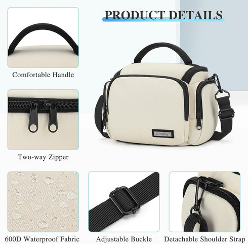 G-raphy DSLR Crossbody Camera Bag with Removable Strap for Accessories, Beige