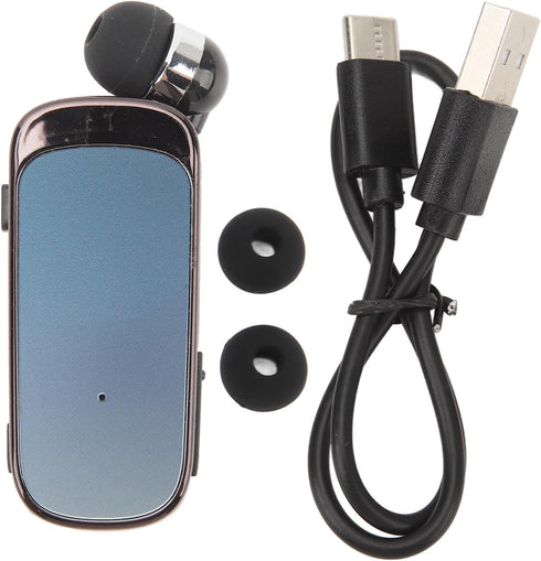 Clip On Bluetooth Earphones, Retractable Headphones, Collar Clip Headsets with LED Battery Display, v5.2