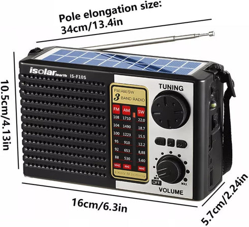 ikaufen MP3 Solar Portable FM/AM SW Radio Digital Bluetooth Speaker Player Rechargeable Comes with a Flashlight