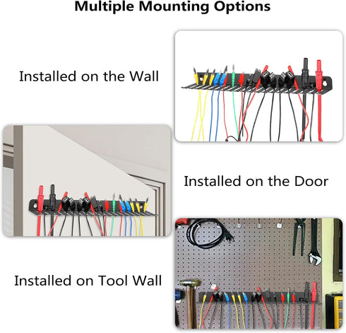Sumnacon Wall Mountable Cable Hanger Organizer - 2 Pcs Steel Rack with 19 Cable Slots, Sturdy Black Cord Holder