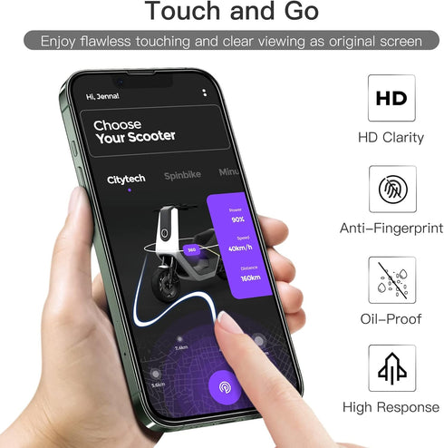 JETech Full Coverage Screen Protector for iPhone 13/13 Pro 6.1-Inch, Black Edge Tempered Glass Film, 3-Pack