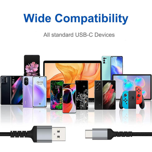 3 Pack 3ft Braided USB C Charger Cord, Fast Charging 3A for iPhone 15 Pro/Max, Samsung Galaxy S22 Ultra, Google Pixel 8