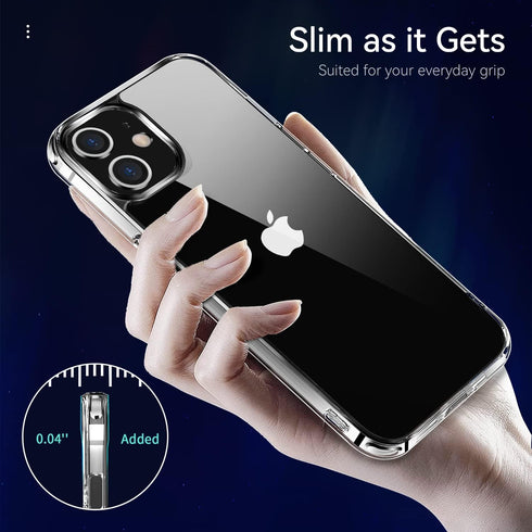 JJGoo Clear Shockproof Phone Case for iPhone 12 and 12 Pro, Slim Anti-Scratch Hard PC Back Cover
