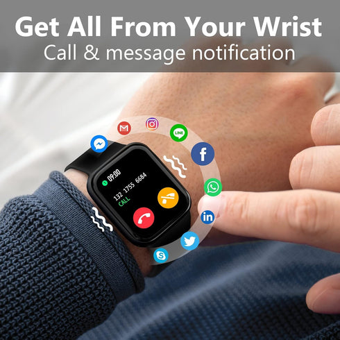Smart Watch for Fitness Tracking - 1.83" Full Touch Screen, Heart Rate/Sleep Monitor, IP68 Waterproof for Android/iOS
