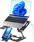 Lajou Ergonomic 2-in-1 Laptop Phone Stand for Desk, Adjustable Riser, Sturdy and Portable,