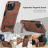 MMHUO Magnetic for iPhone 15 Leather Case,Compatible with Magsafe,Built-in Invisible Stand,Premium Leather Ultra Slim Magnetic Case Kickstand Cover Protective Phone Case for iPhone 15,Brown