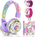 QearFun Unicorn Headphones for Girls, Kids Bluetooth Headphones with Microphone & 3.5mm Jack, Wireless Headphones with
