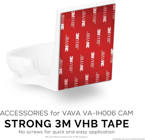 BRAINWAVZ Adhesive Wall Mount for VAVA Baby Monitor Camera (VA-IH006) - Easy to Install, No Mess