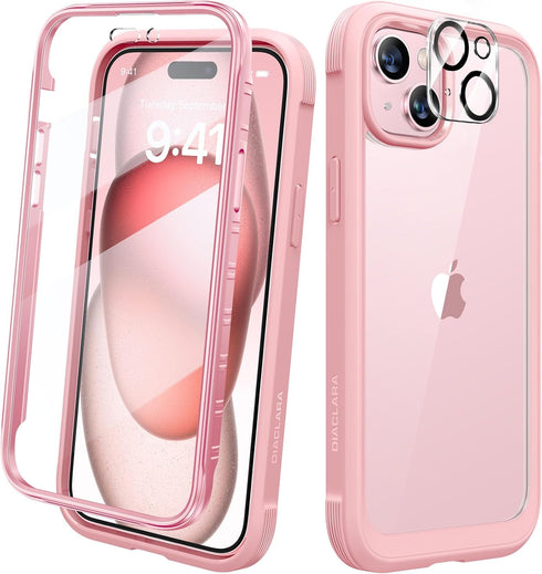 Diaclara Designed for iPhone 15 Case, Full Body Rugged Case with Built-in Touch