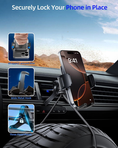 volport RAV4, Vent Phone Mount for Car, Hands Free Air Vent Clip Cellphone Holder with Deep Wide Clamp, Universal